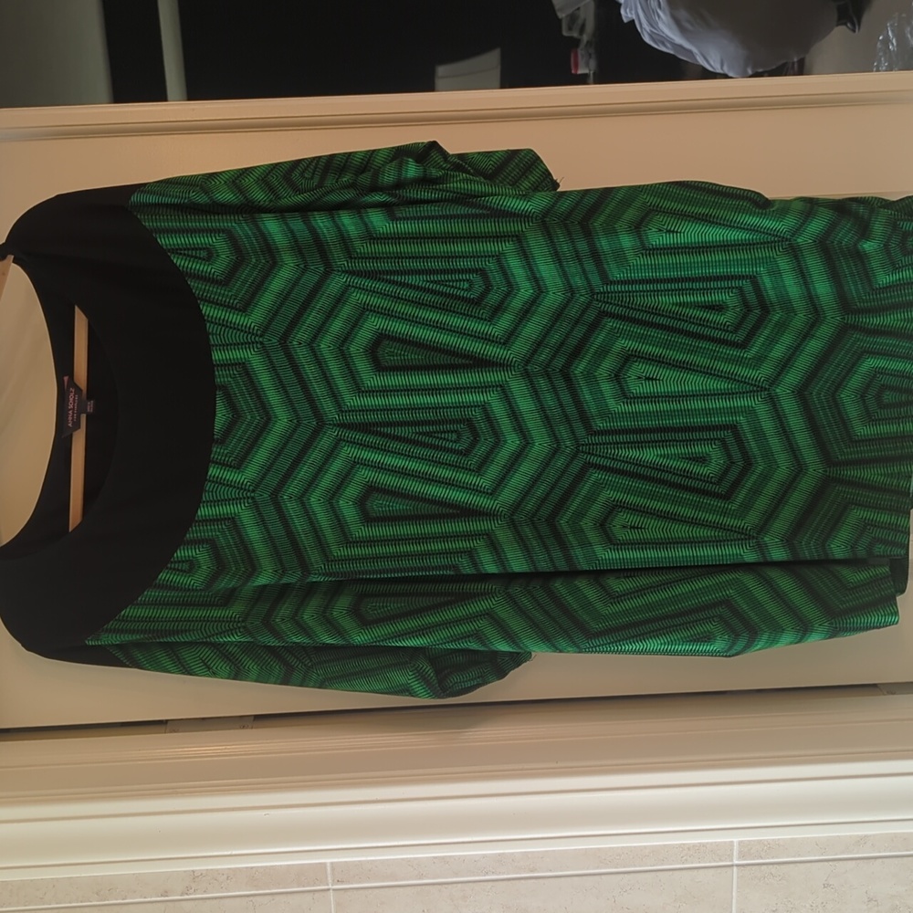 Green & Black Geometric Pattern Dress - Simply Be (Anna Scholz) Sz 28